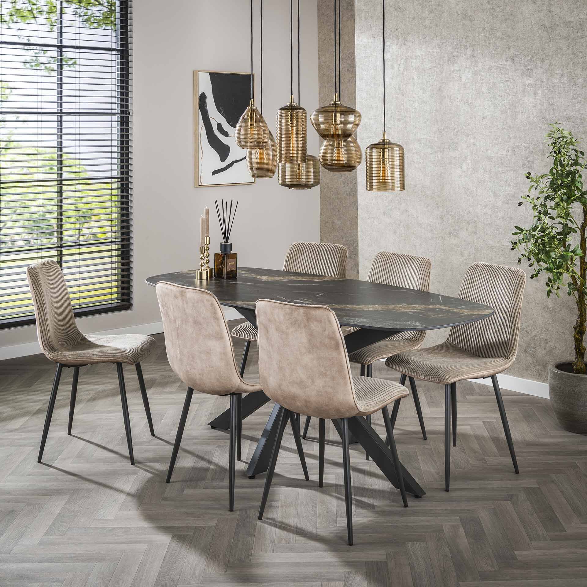 LifestyleFurn Cherie: Ovale Keramieken Eettafel 180 cm – Luxe en Tijdloos Design