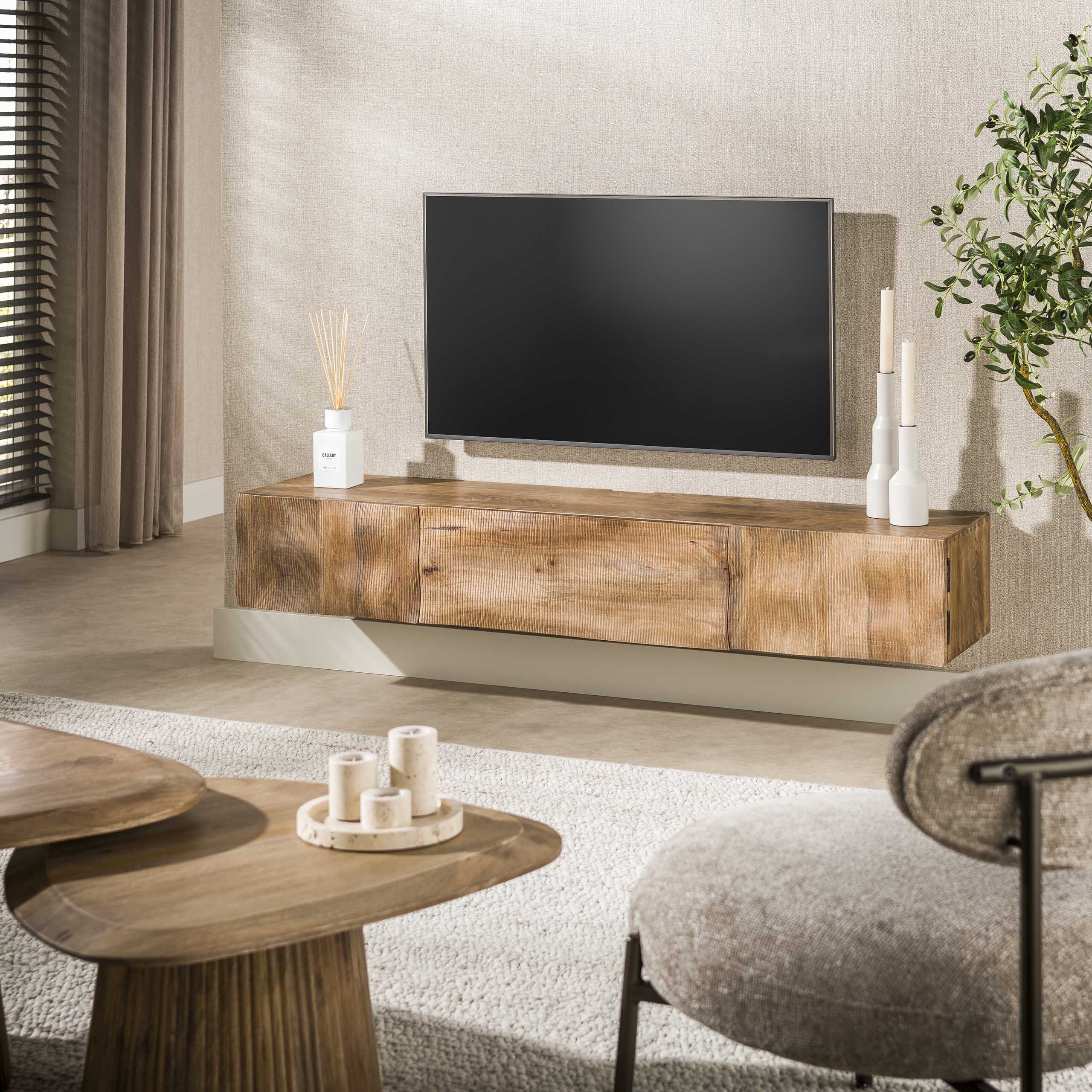 LifestyleFurn Cherity zwevend TV‑meubel – 160 cm, bruin