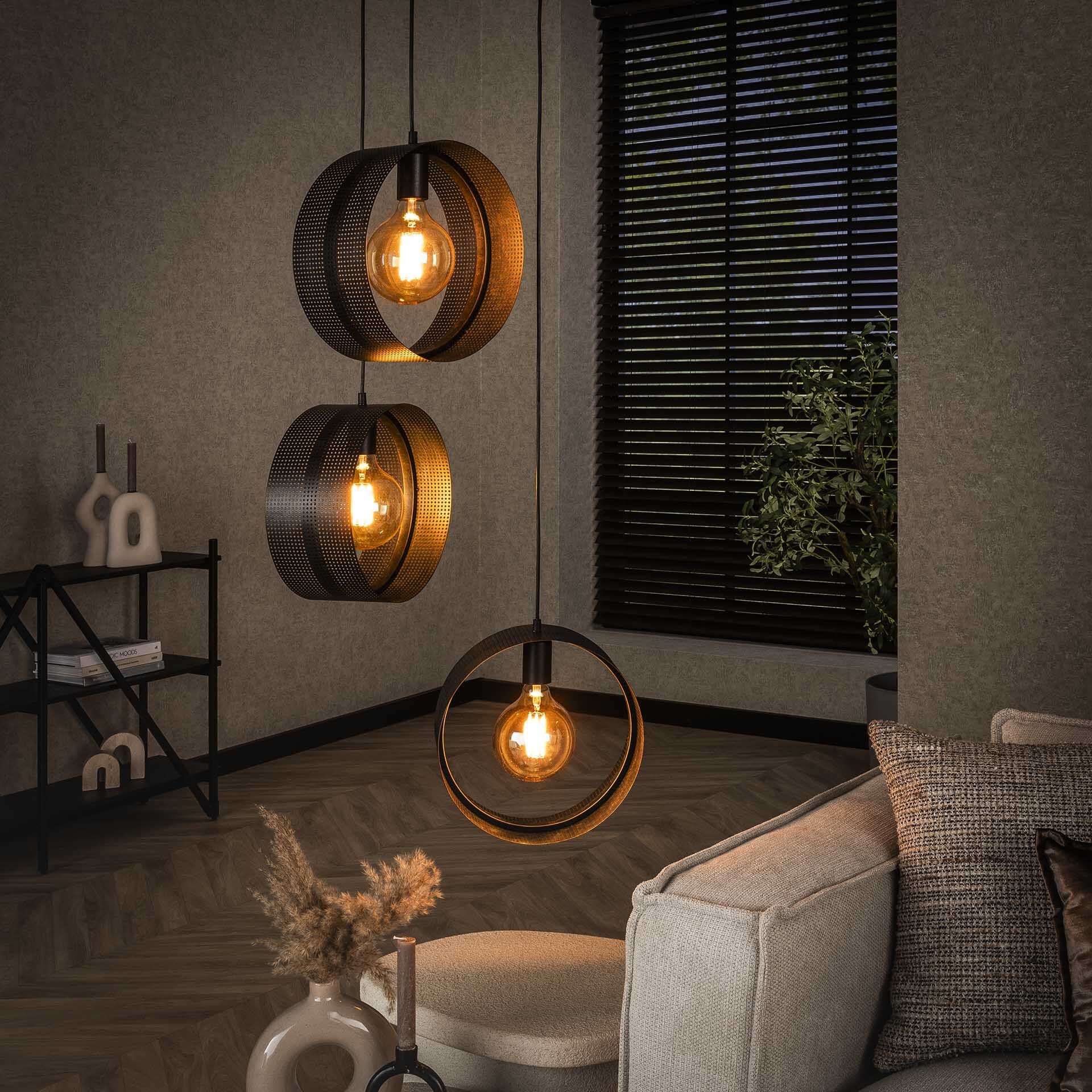 LifestyleFurn Hanglamp Dalvin – Moderne Charcoal Hanglamp met 3 Verstelbare Lichtpunten