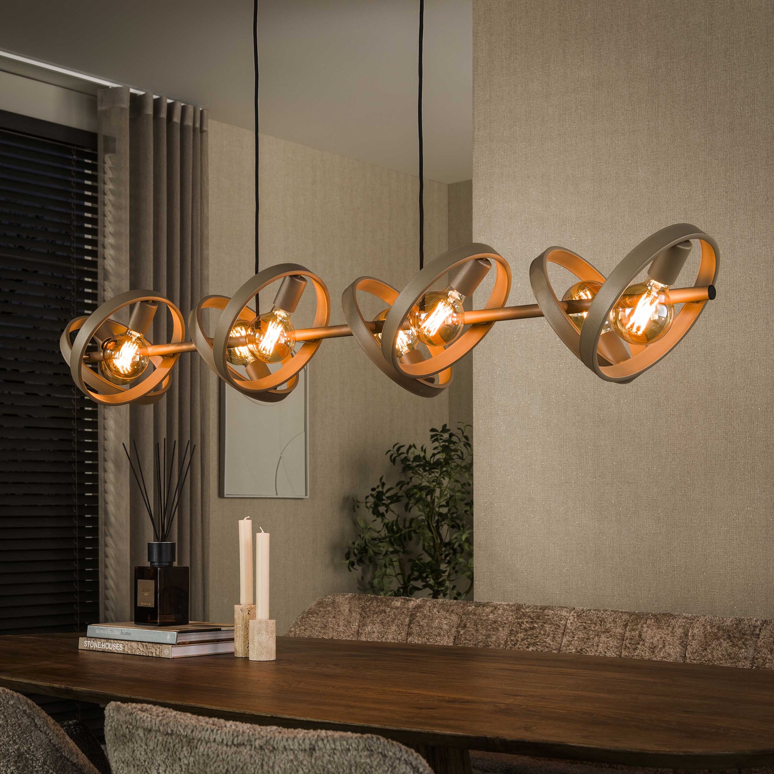 LifestyleFurn Hanglamp Homer – 8‑lampen in warme beige