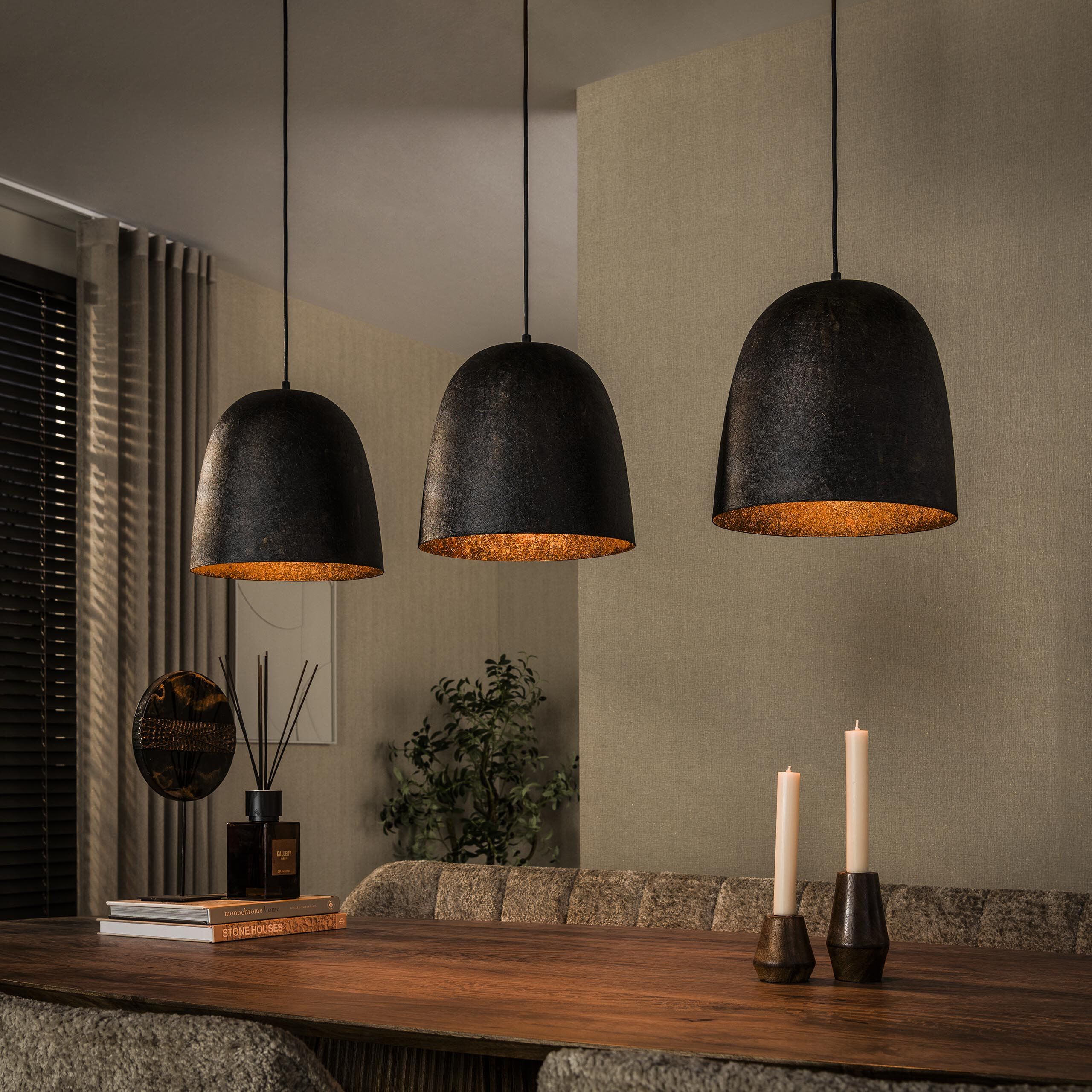 LifestyleFurn Hanglamp Watson – 3‑lampen, Smoked Brown