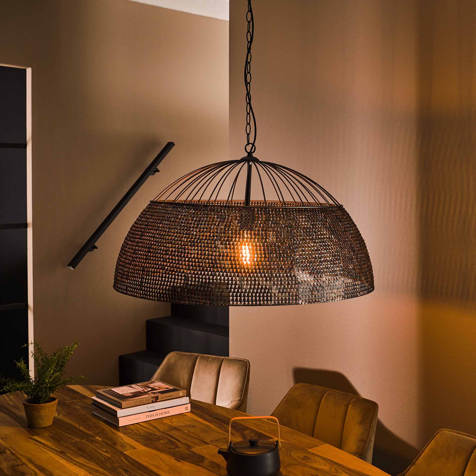 LifestyleFurn Hanglamp Yamileth – Zwartbruin Ø80 cm | Stijlvol & Handgemaakt
