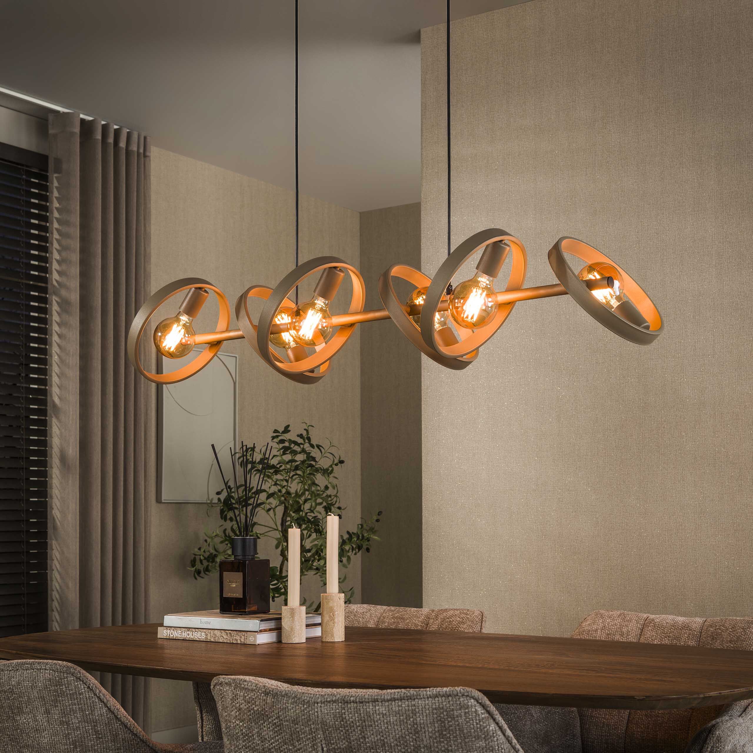 LifestyleFurn Homer Hanglamp – 6‑lampen, Beige, Verstelbare Hoogte