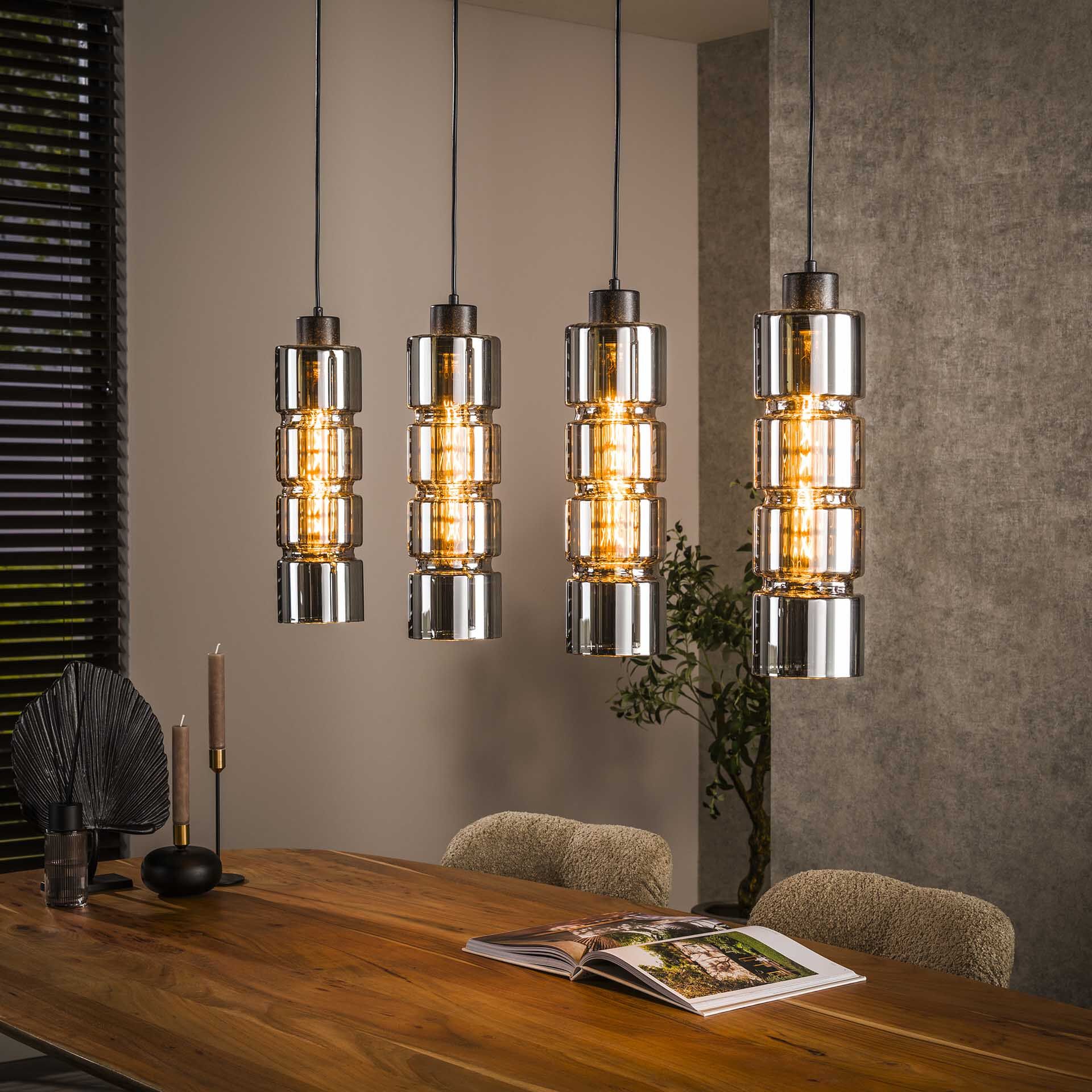 LifestyleFurn Kamee 4‑lamp Hanglamp – Modern Artic Black Design