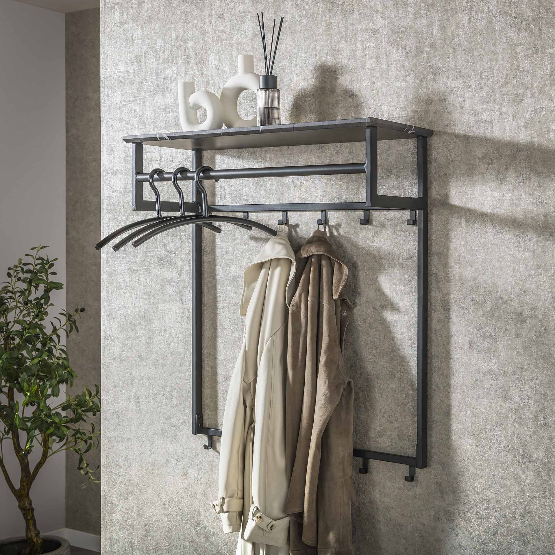 LifestyleFurn Kapstok Craige – Keramieklook, 12 haken, 3D zwart‑bruin