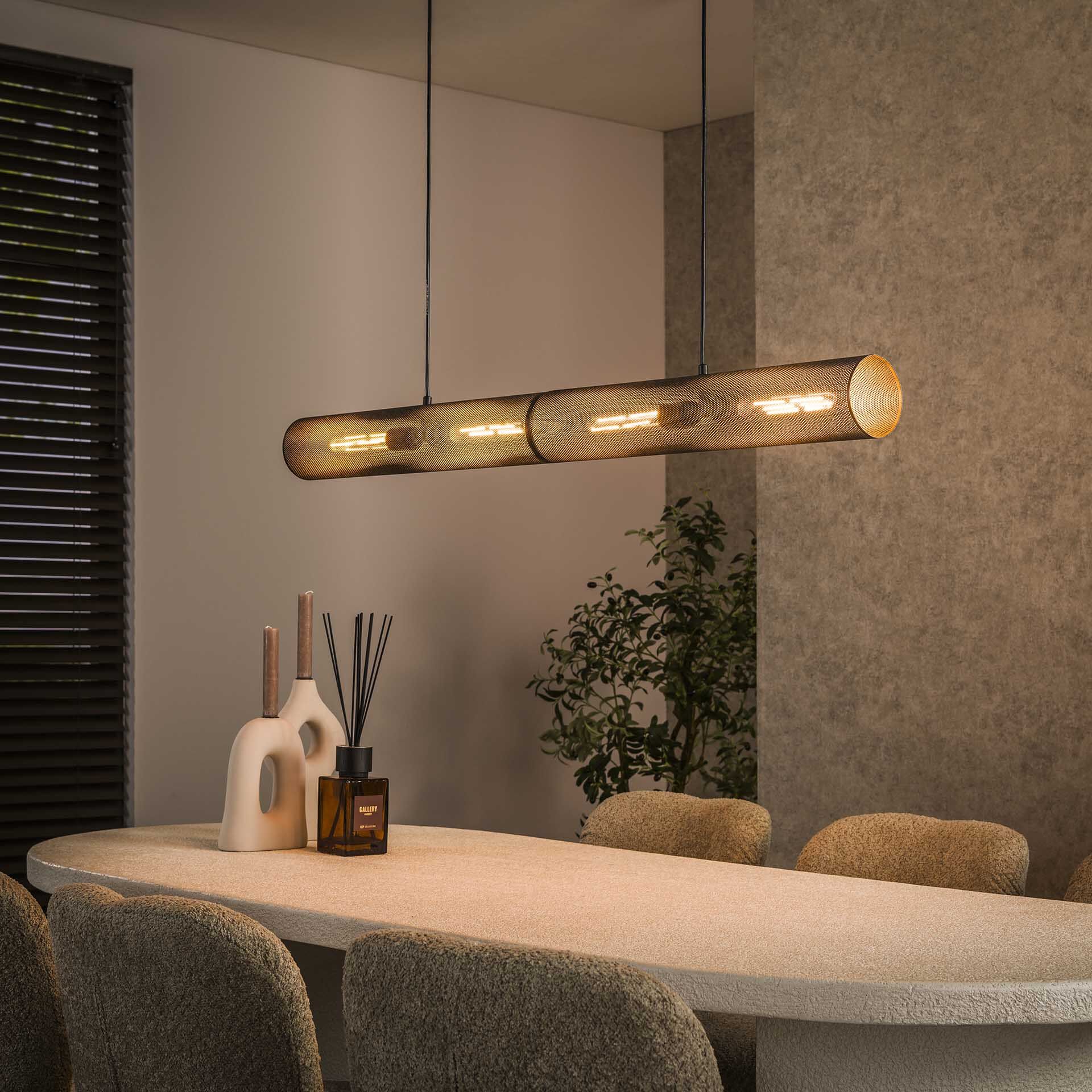 LifestyleFurn Manda Artic Black – Elegante 4‑lamp hanglamp voor een tijdloos interieur