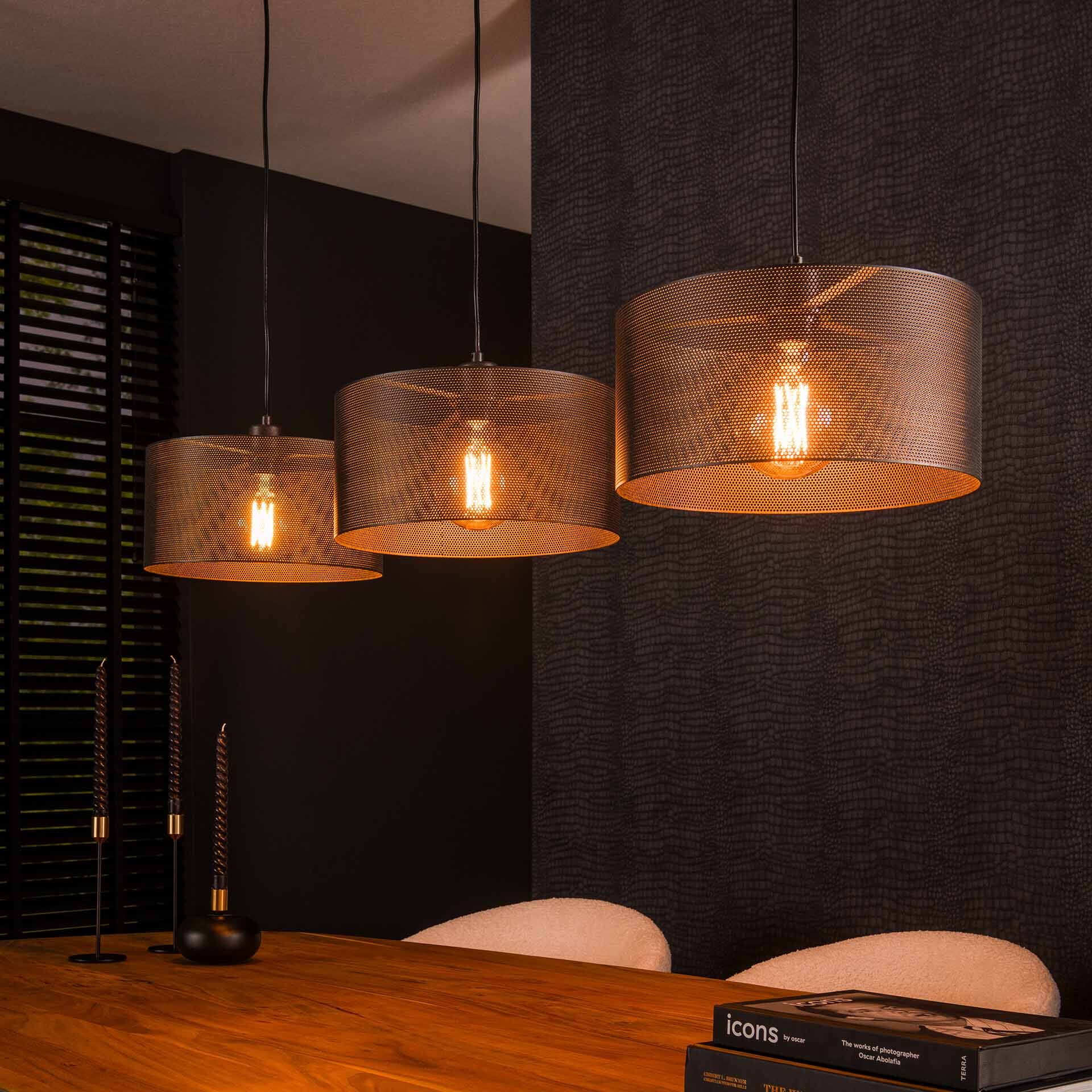 LifestyleFurn Samir 3‑lampen Hanglamp – Artic Black, Verstelbaar en Tijdloos