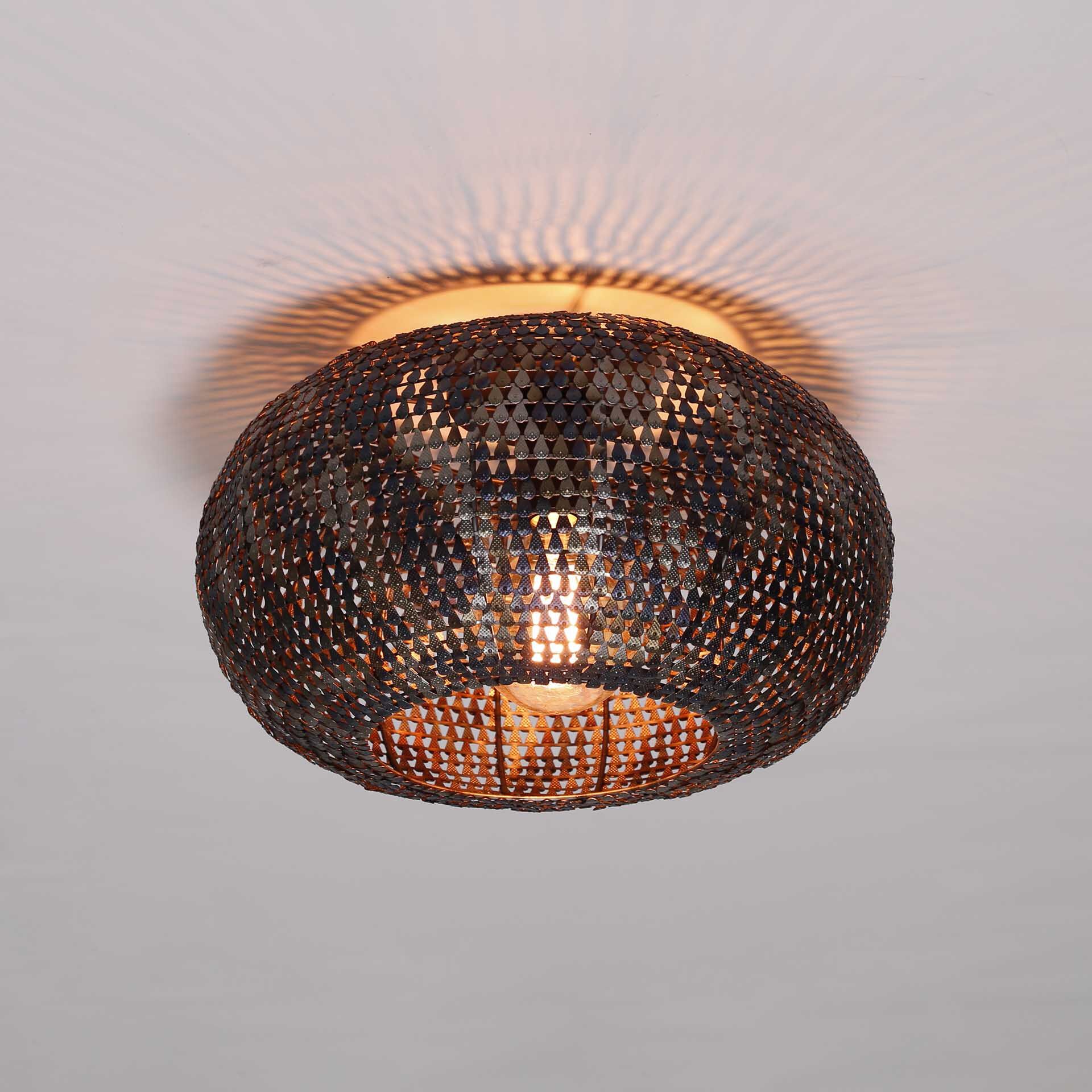 LifestyleFurn Terrial Plafondlamp – Handgemaakte Burned Finish, 40 cm