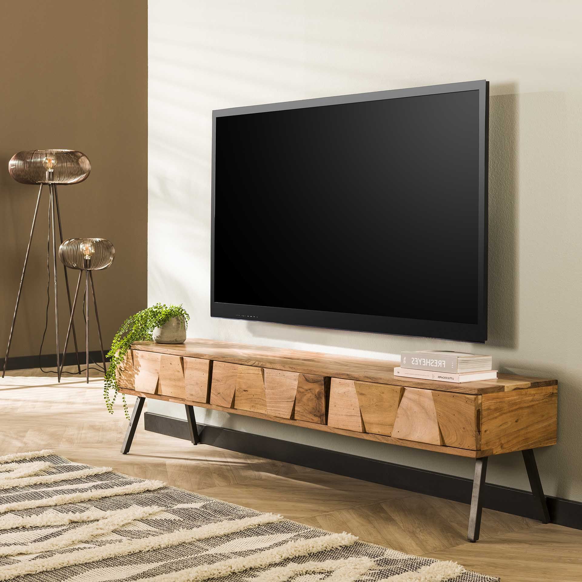 LifestyleFurn TV‑meubel Eryka – massief acaciahout, 180 cm