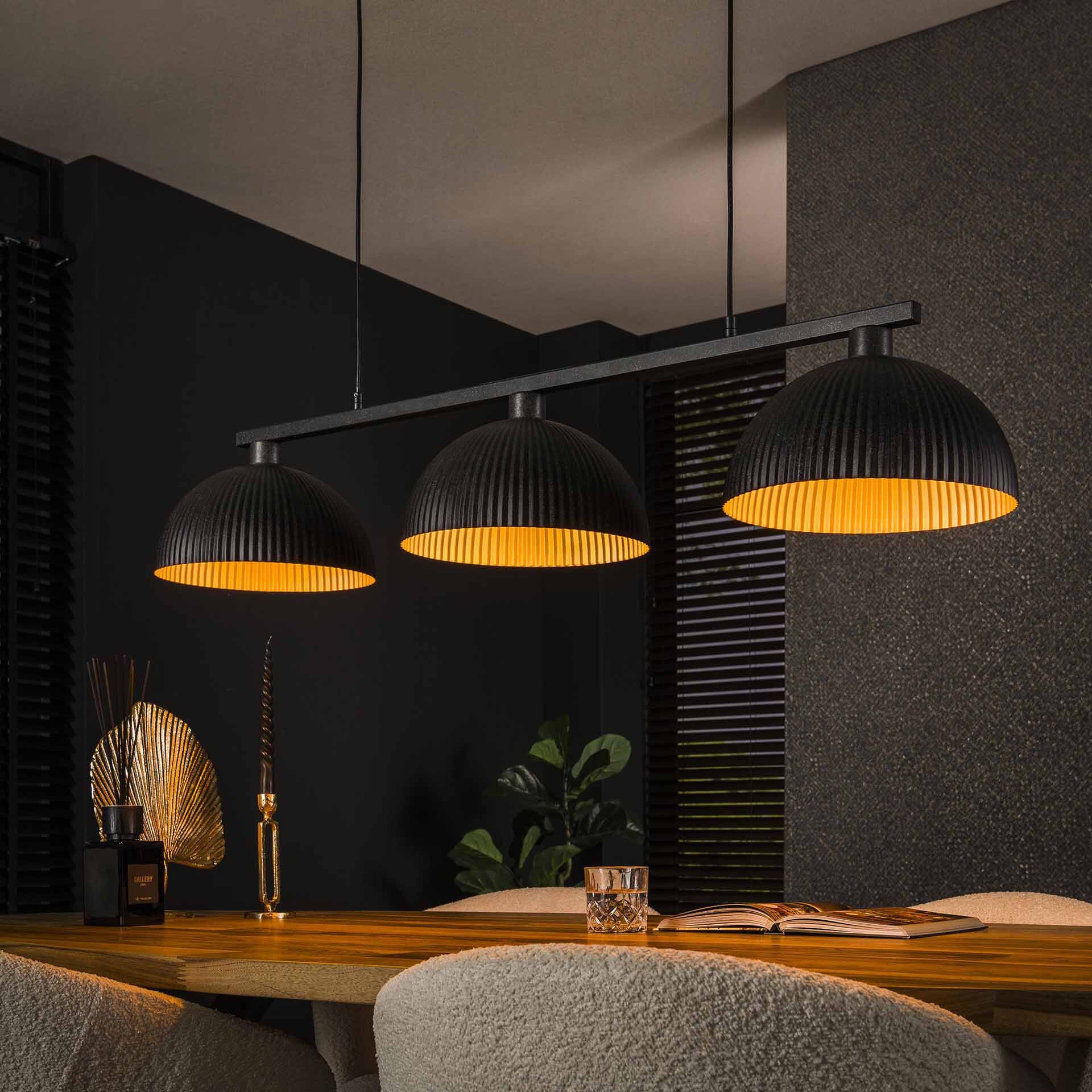 LifestyleFurn Zarinah Artic Black – 3‑lamp hanglamp voor een eigentijdse sfeer