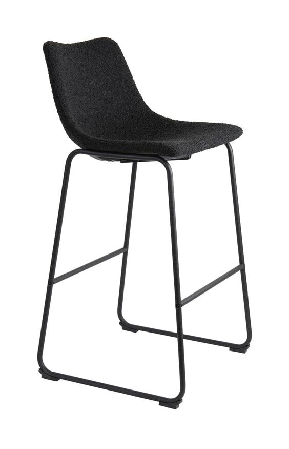 Light & Living Barkruk Jeddo Bouclé – Zwart, 72 cm zithoogte