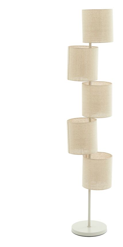 Light & Living Benigno Vloerlamp – 5‑lampige linnenarmatuur in warm Beige