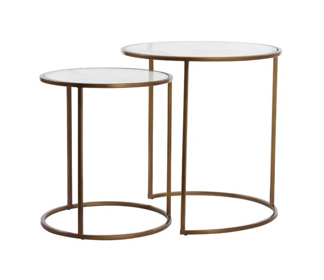 Light & Living Ferati ronde bijzettafels – Luxe gouden set van 2