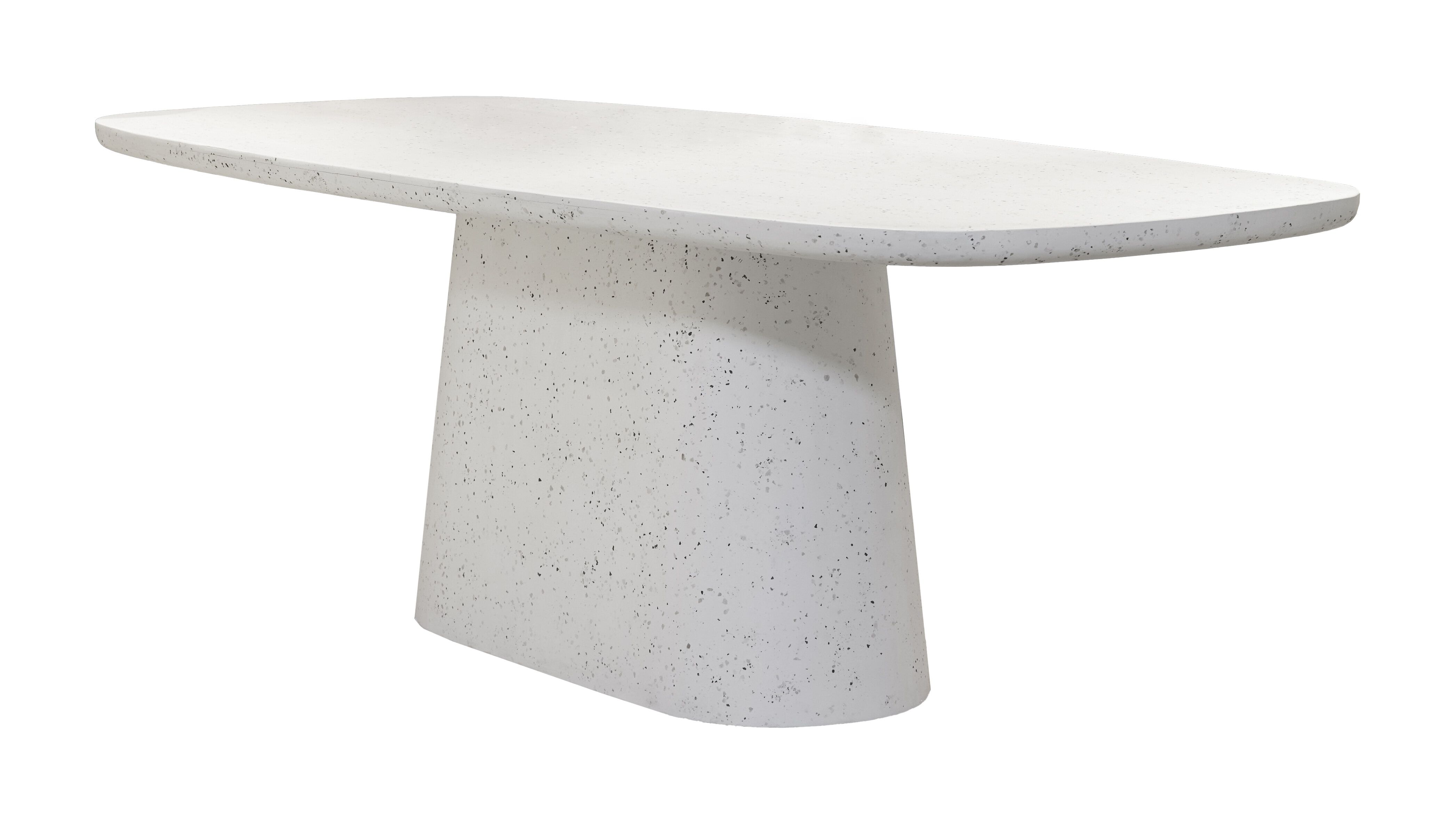 Light & Living Hamura: Ovale Terrazzo Eettafel 220×105 cm in Stralend Wit