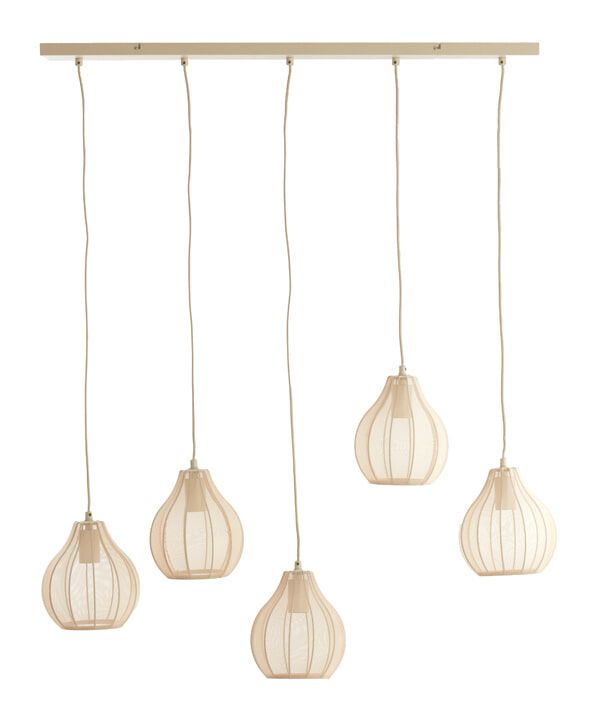 Light & Living Hanglamp Elati – 5‑lampen in warme zandtint voor een Japandi interieur