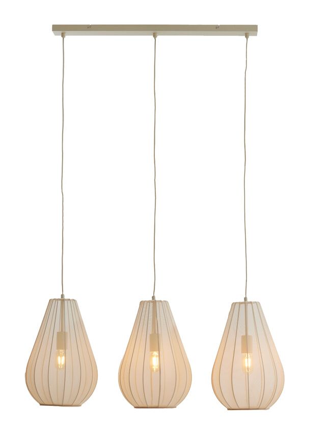 Light & Living Itela 3‑lampenhanglamp in zand – Japandi voor woonkamers en keukens