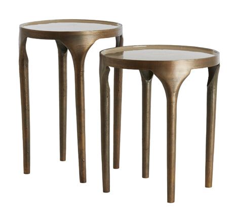 Light & Living Lapaz Ronde Bijzettafel Set – Antiek Brons & Taupe