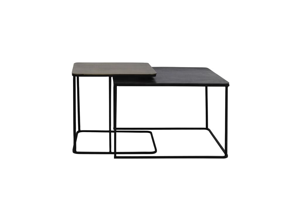 Light & Living Lebu Bijzettafel Set – Antiek Koper, 2‑delige vierkante tafels