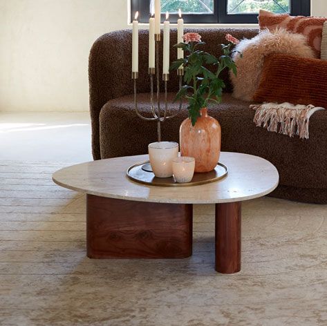 Light & Living Mahelona Salontafel – Travertin & Acaciahout, Japandi Design