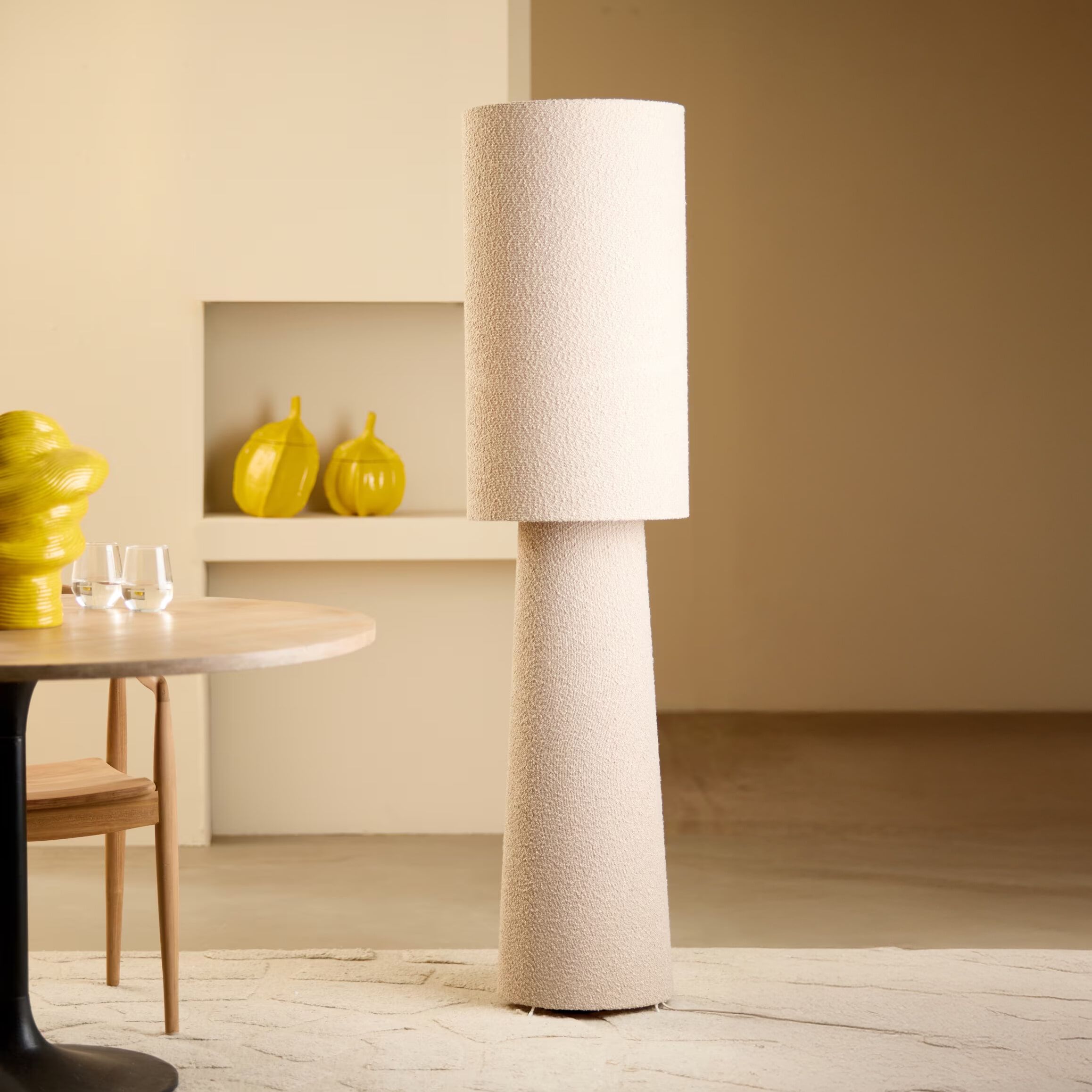 Light & Living Mikkel Bouclé Vloerlamp – 165 cm Crème
