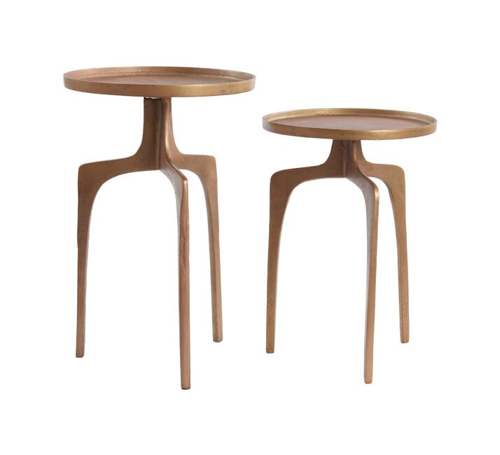 Light & Living Pano Bijzettafelt Set – 2 Ronde Brons Tafels