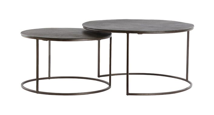 Light & Living ronde salontafel Talca – stijlvolle set van 2 in donkerbruin