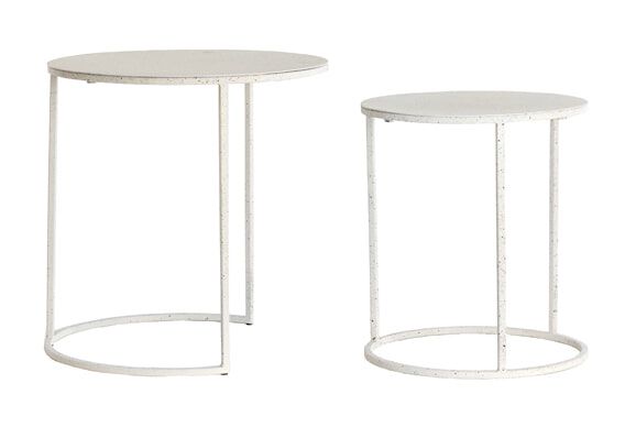 Light & Living Sadar Bijzettafel Set – Elegant Ronde Tafels in Wit/Lichtgrijs