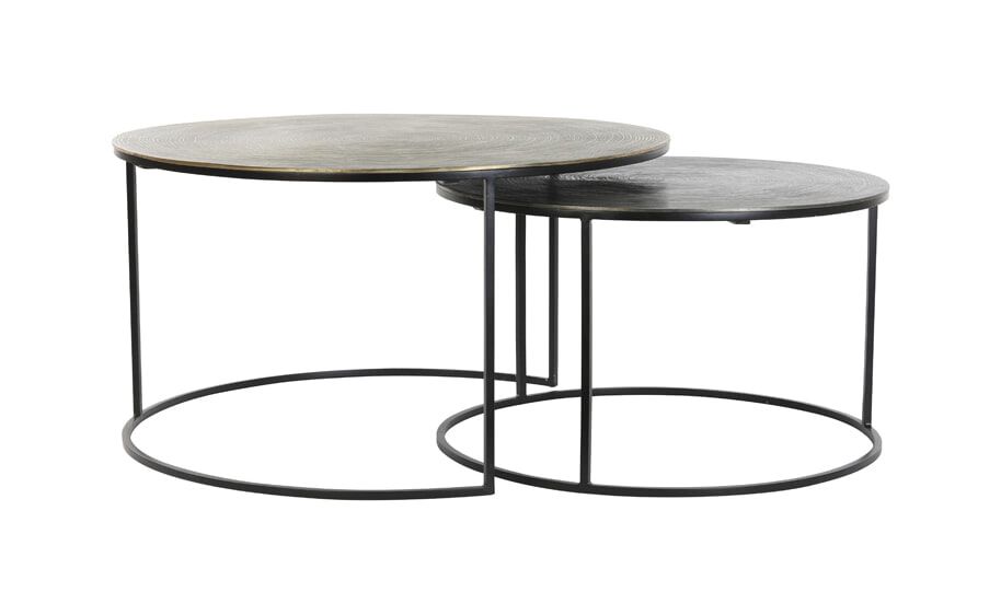 Light & Living Salontafel Primo Set – Stijlvolle ronde tafels in zwart‑brons & mat zwart