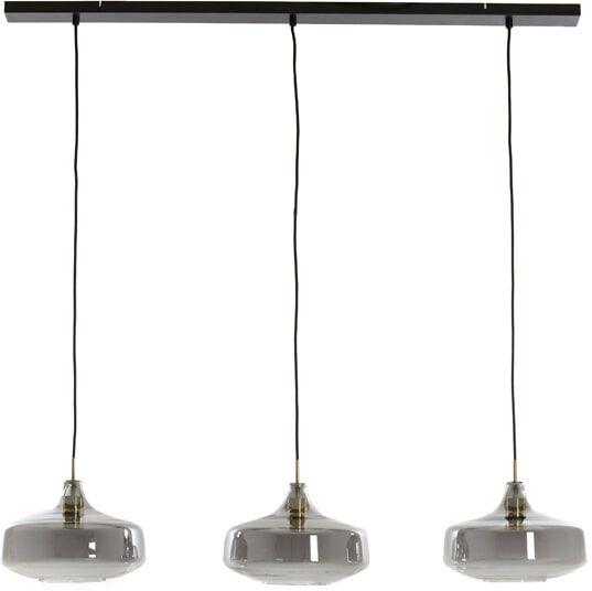 Light & Living Solna 3‑lampen hanglamp – stijlvolle rook‑grijze & antiek bronstint