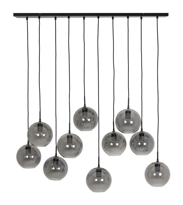 Light & Living Subar 10‑lampen hanglamp – modern zwart design voor elk interieur