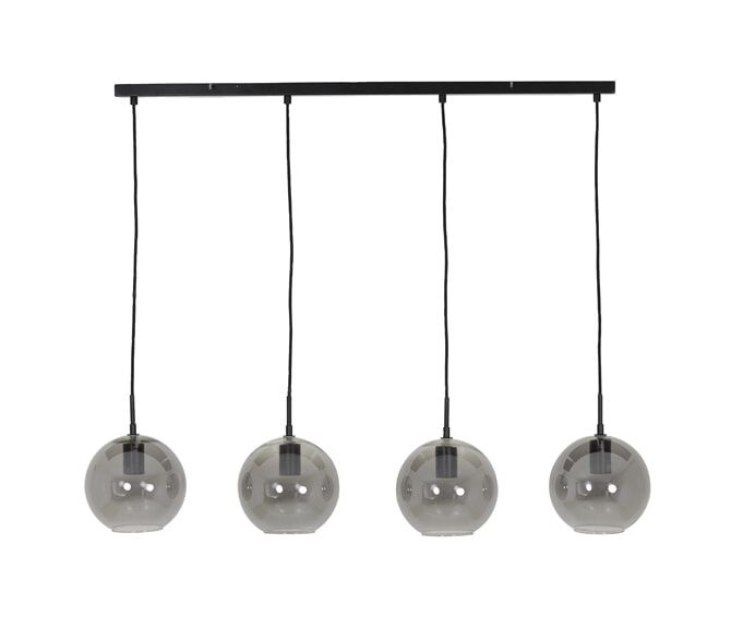 Light & Living Subar Hanglamp – 4‑lampen, zwart, in hoogte verstelbaar