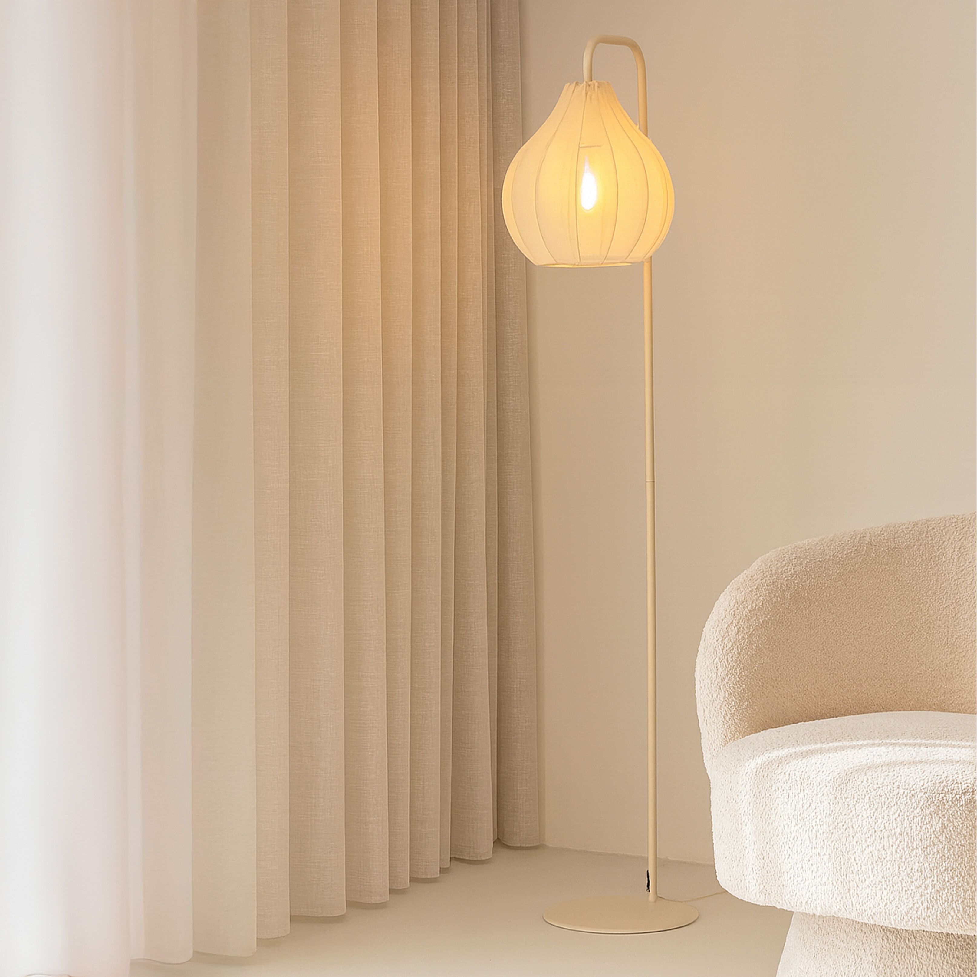 Light & Living vloerlamp Elati 156 cm – warme zandkleurige Japandi lamp