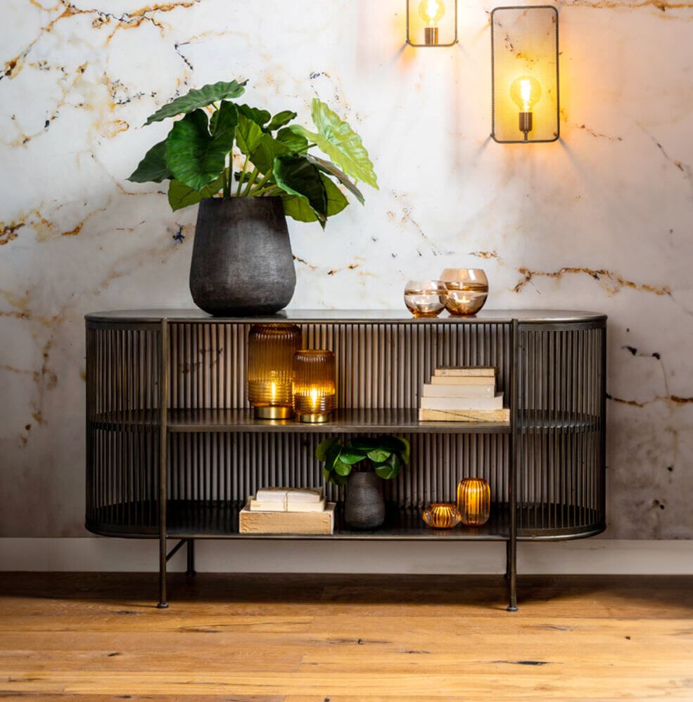 Light & Living Yinthe Open Dressoir – Slank zwart metalen accent voor elk modern Nederlands huis