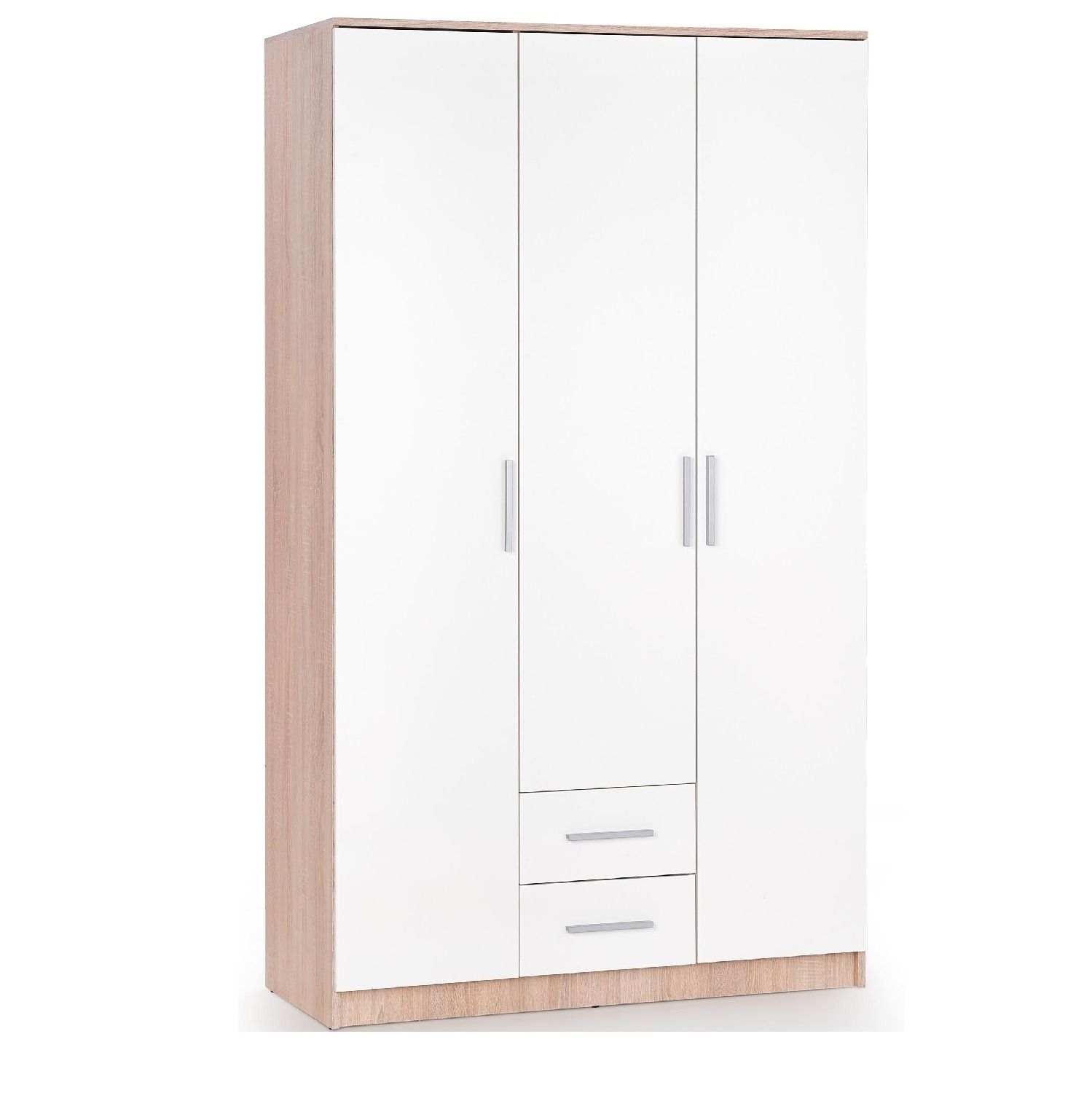 Lima kledingkast 120 cm – sonoma eiken met hoogglans wit