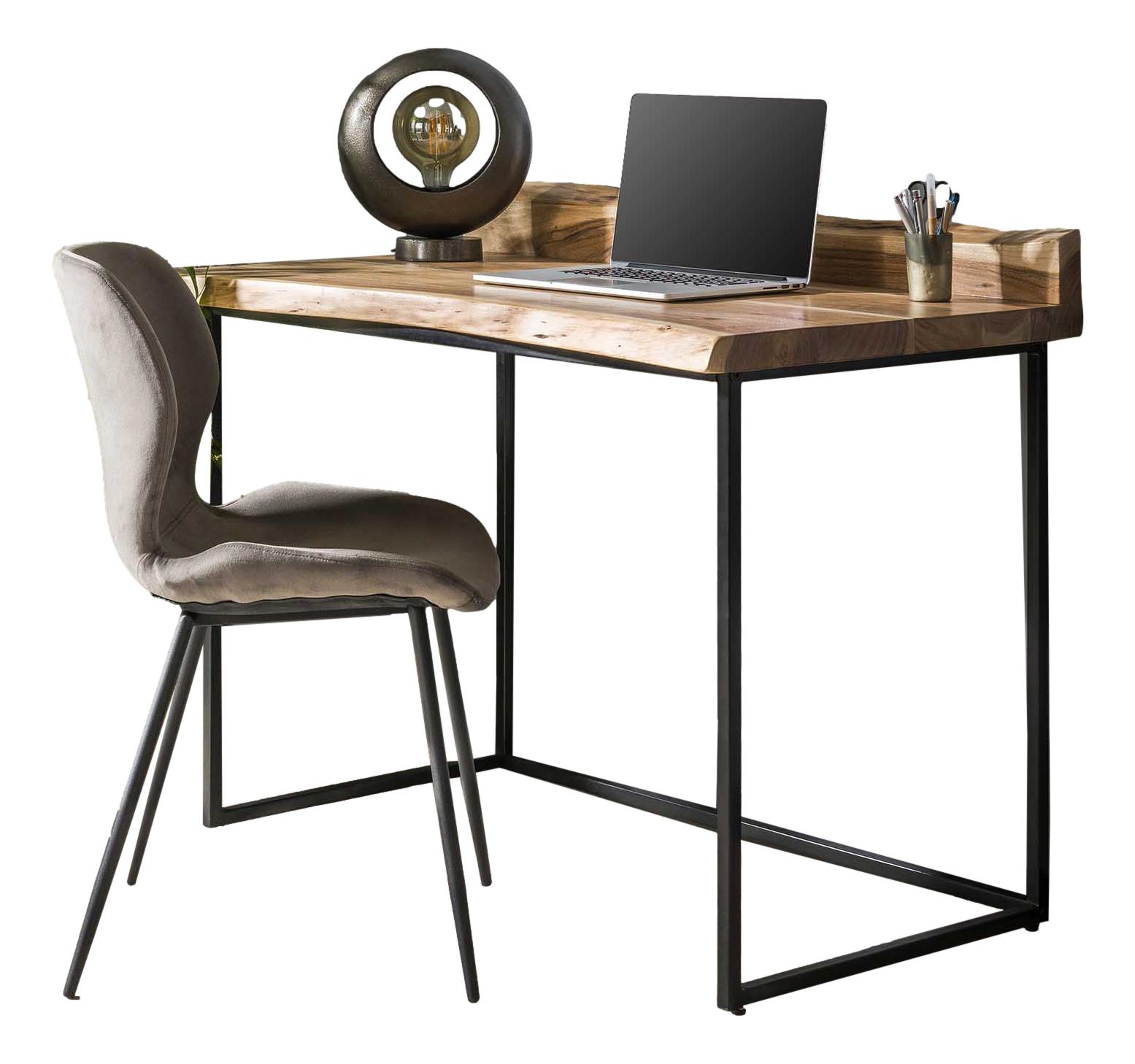 Live Edge computerbureau 110 cm – massief acaciahout met zwart metalen frame