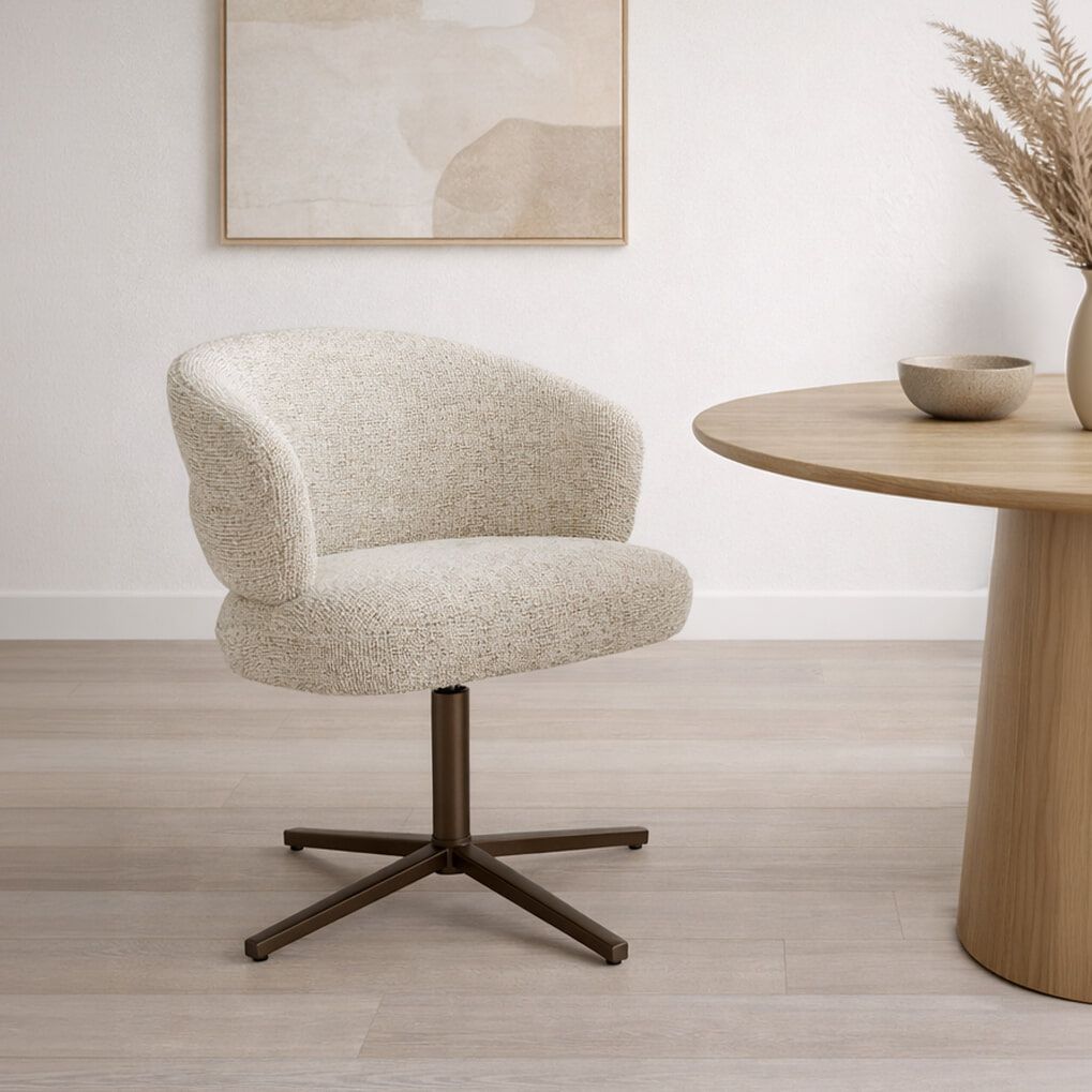 Livingfurn Blake Draaibare Eetkamerstoel – Comfort in Beige