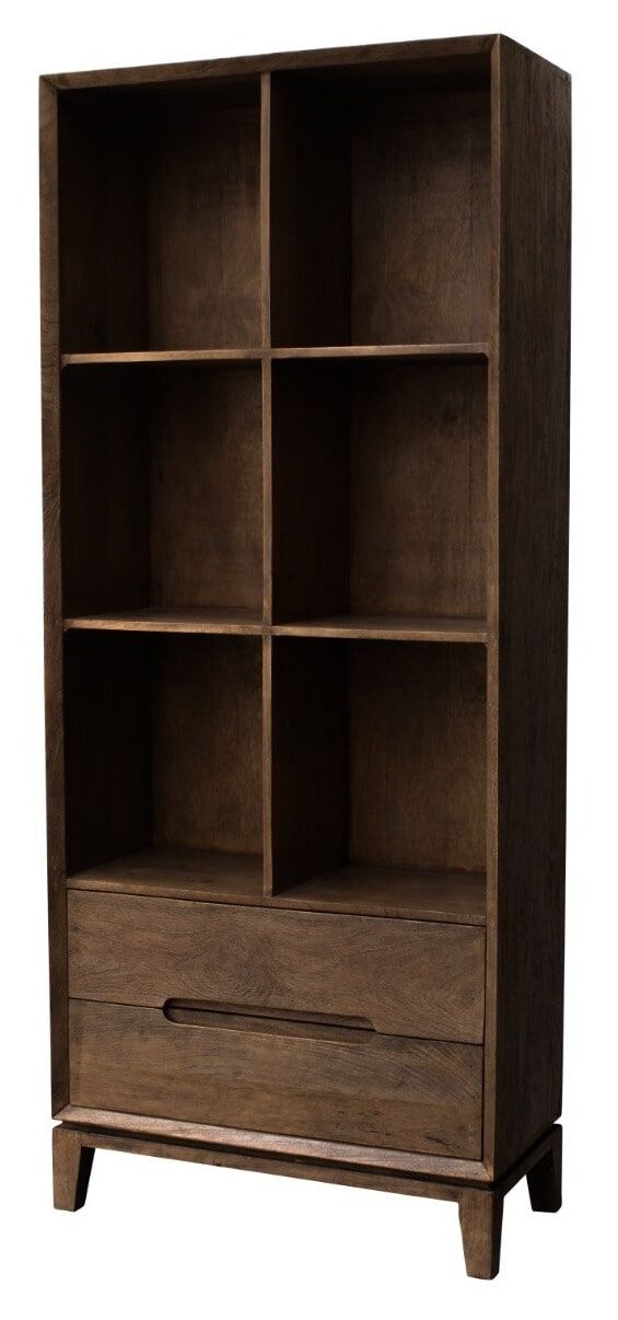Livingfurn Cortez Boekenkast 200 × 83 cm – Warm Mangohout met Malta‑Finish