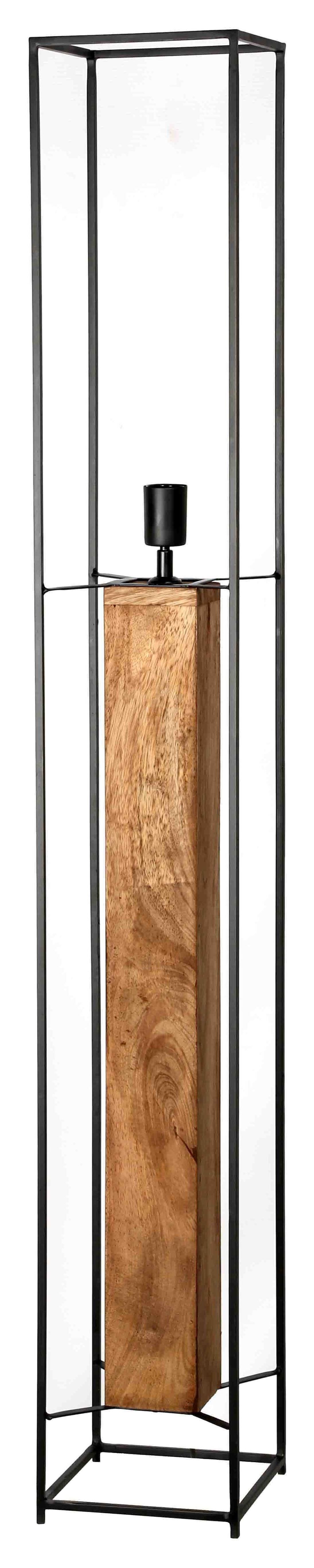 Livingfurn Dakota Vloerlamp – Stoer Mangohout & Zwart Staal