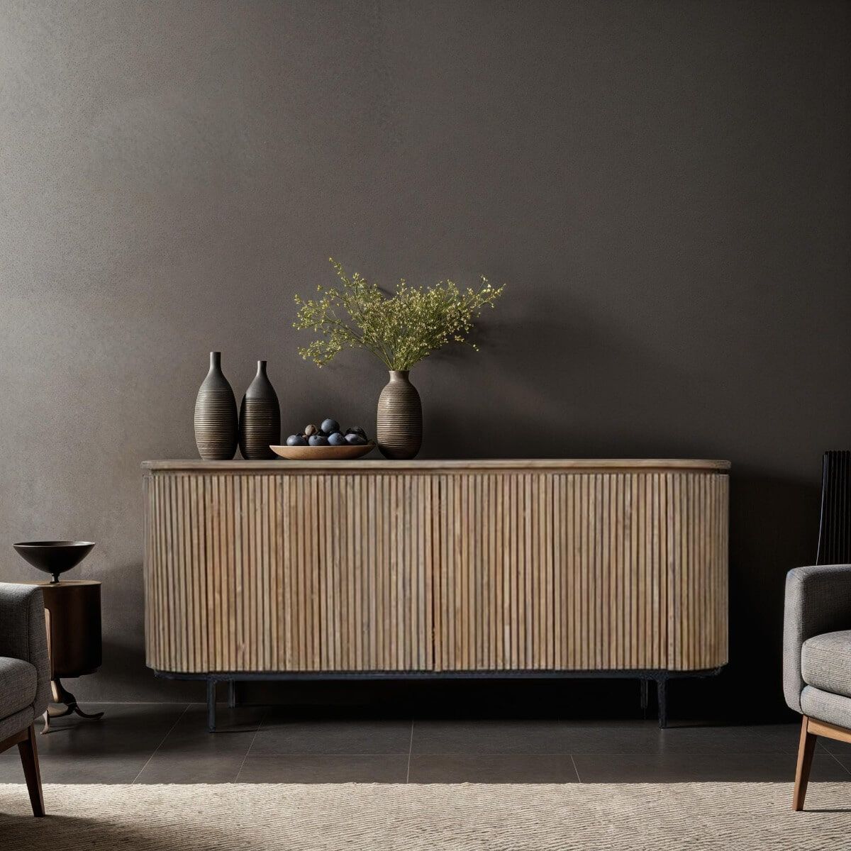Livingfurn Dressoir Lausanne 180 cm – Luxe teakhouten dressoir met slank stalen onderstel