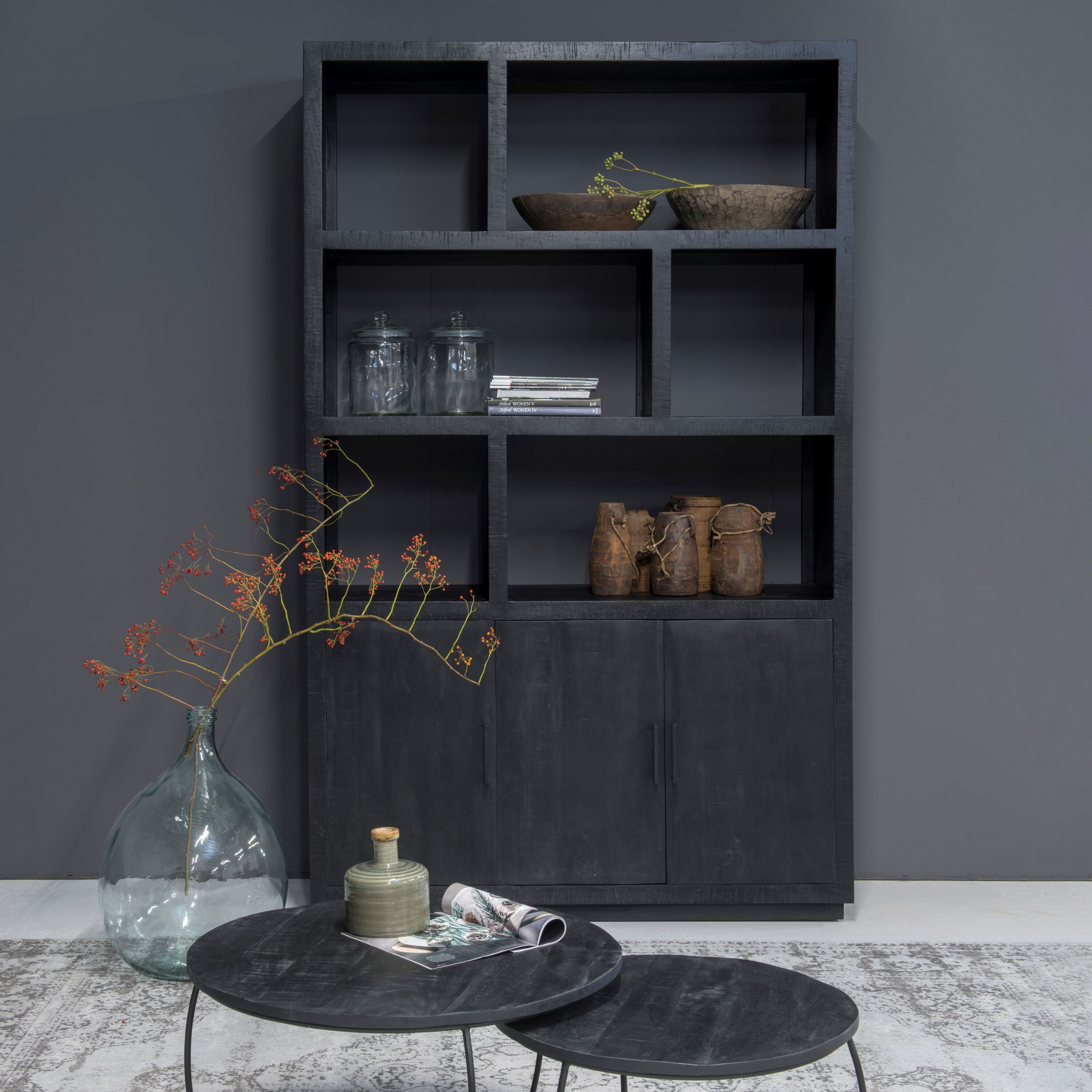 Livingfurn Jaxx Opbergkast – Mangohout & Zwart, 230×145 cm