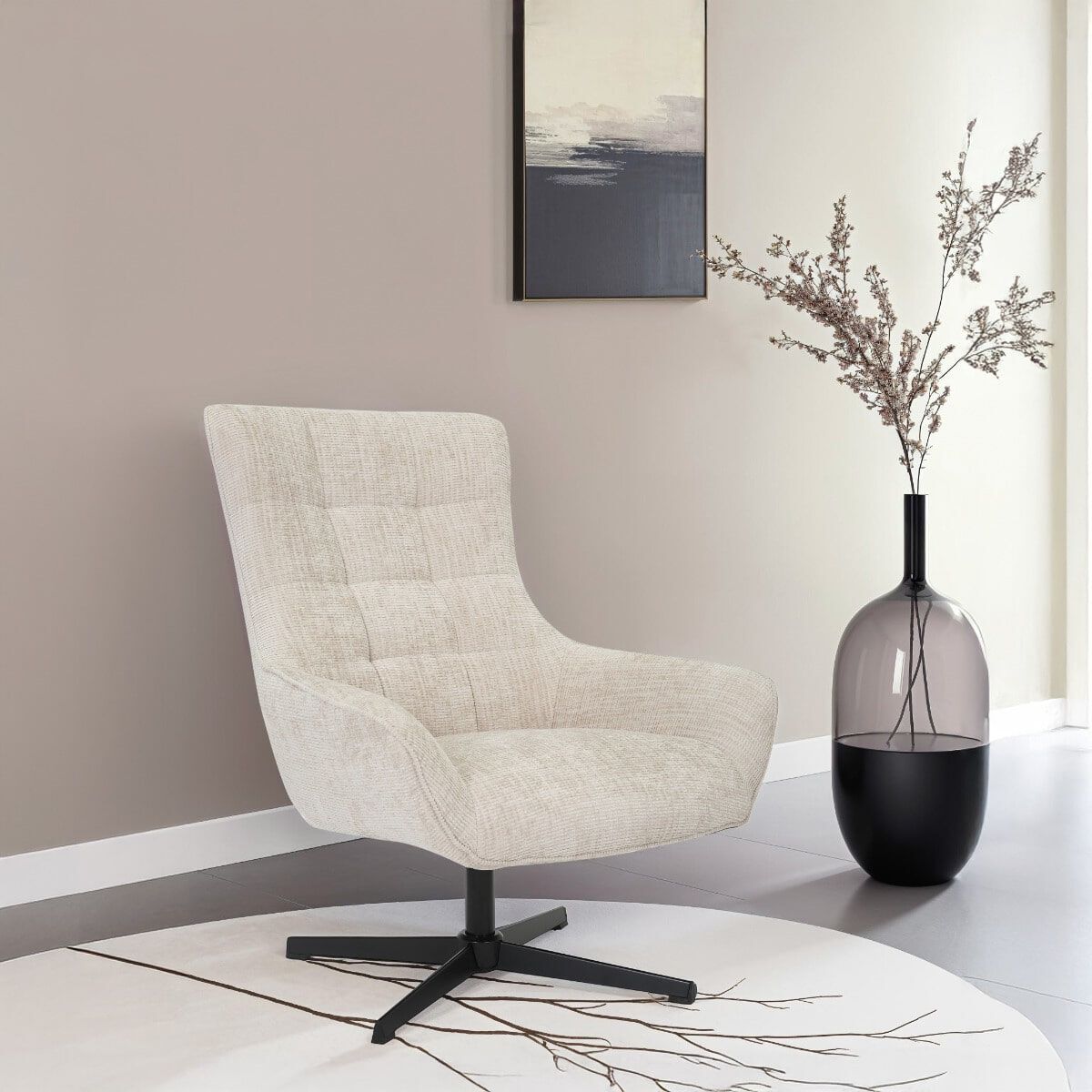 Livingfurn Naomi draaifauteuil in Toffee – Stijlvolle draaikans voor elke woonkamer