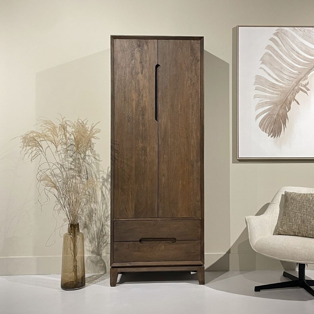 Livingfurn Opbergkast Cortez Mangohout 200×75 cm – Elegante bruine opbergoplossing