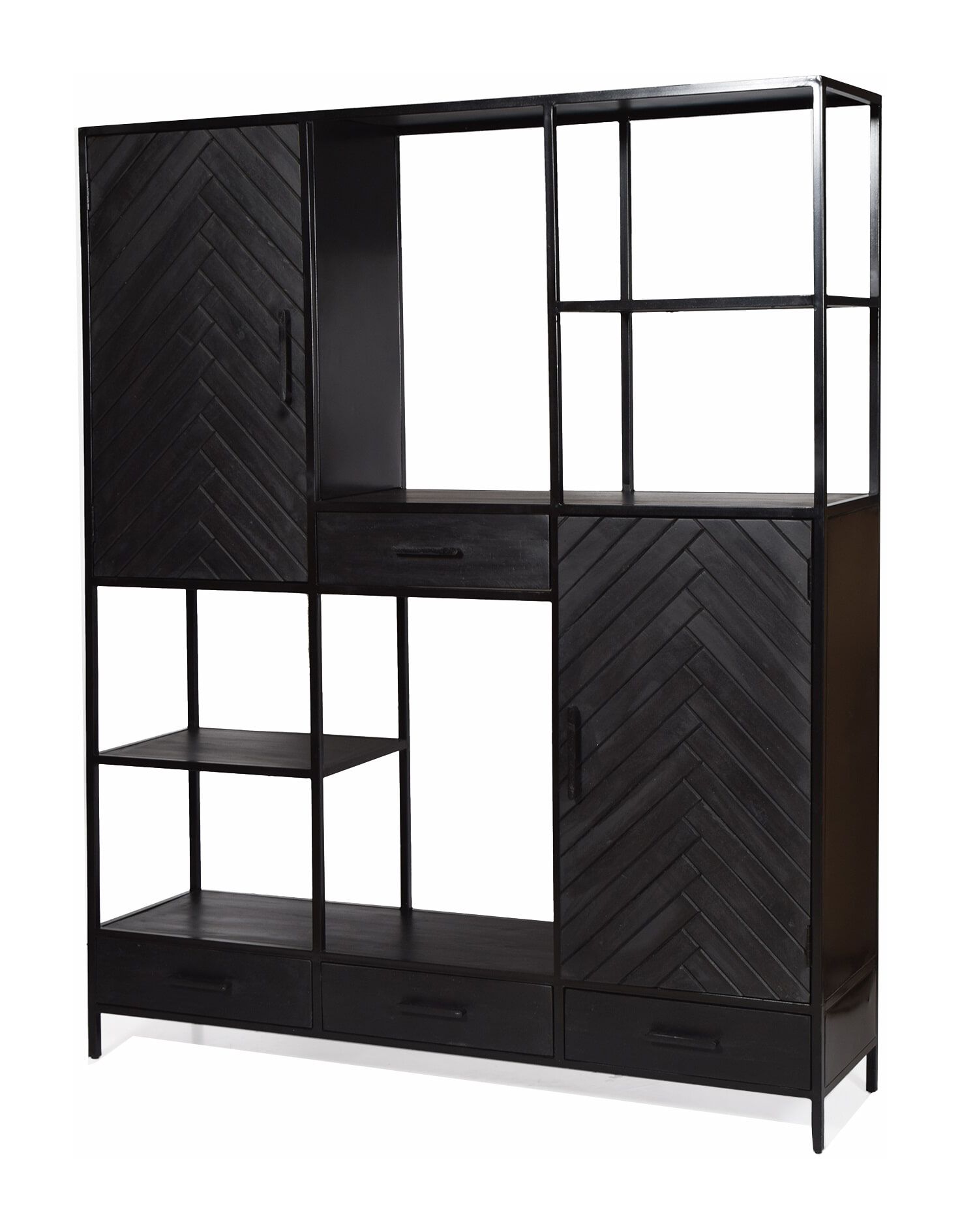 Livingfurn Opbergkast York Mangohout – Stijlvolle Zwarte Opbergruimte van 200×160 cm
