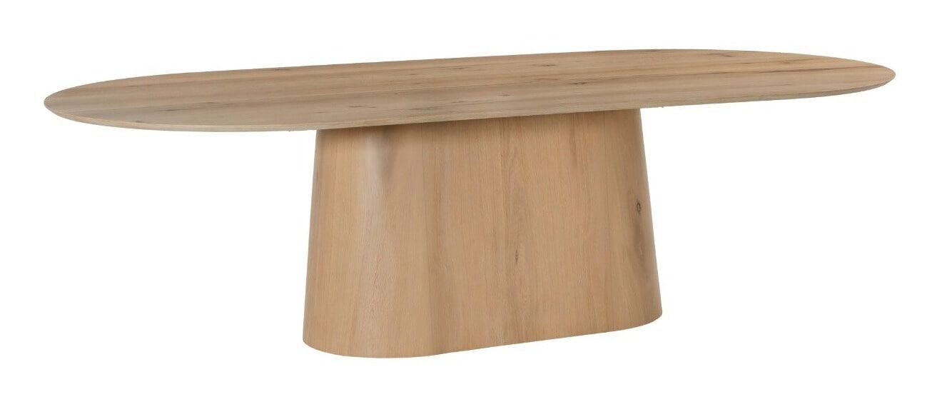 Livingfurn Ovale Eettafel Novero – Strakke Eikenfineer in Naturel (280 × 120 cm)