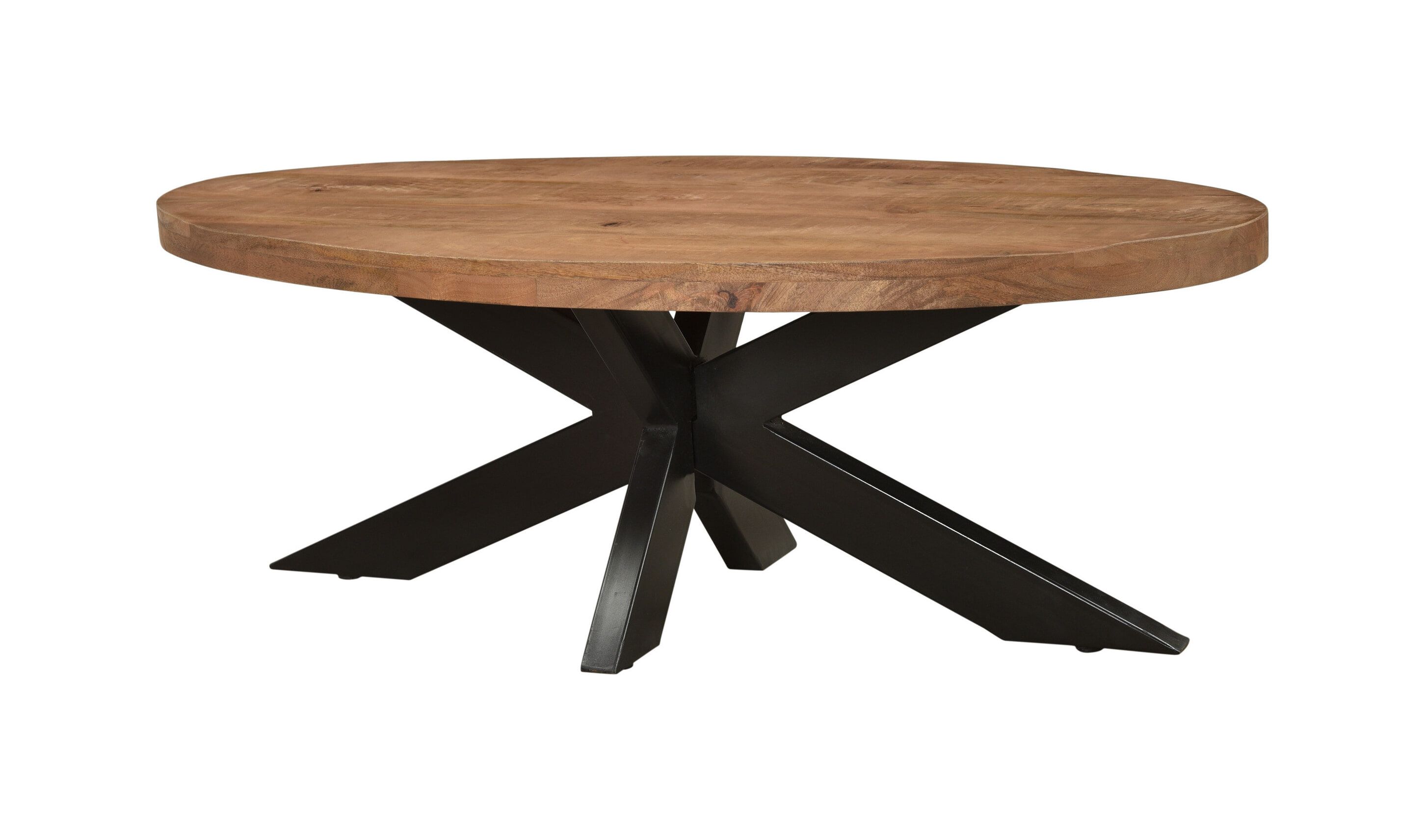Livingfurn Ovale Salontafel – Mangohout & Zwart Staal