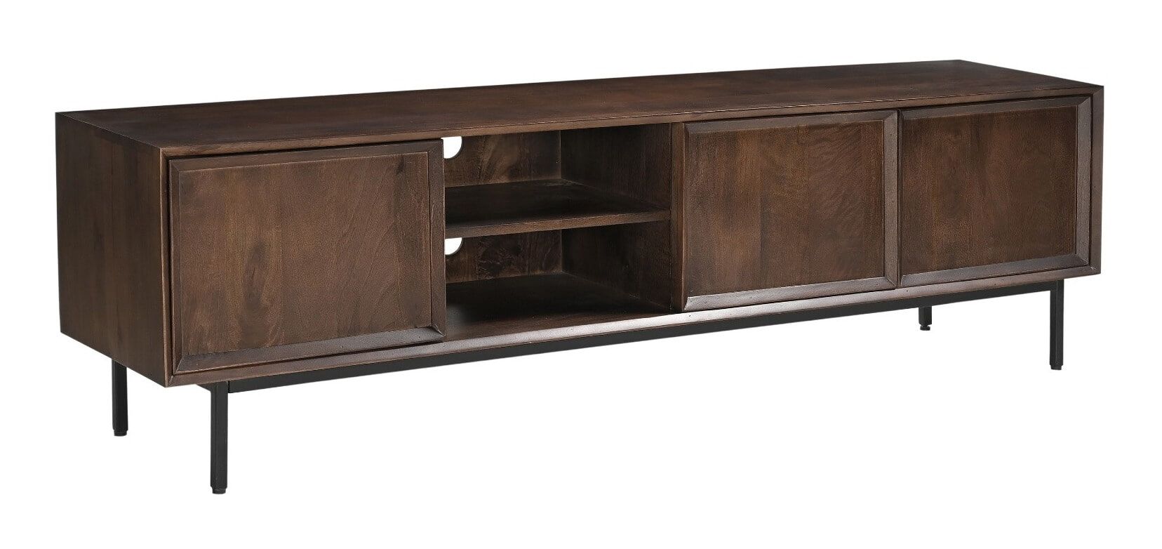 Livingfurn Ravenstein TV‑meubel 180 cm – warm mangohout in bruine tint