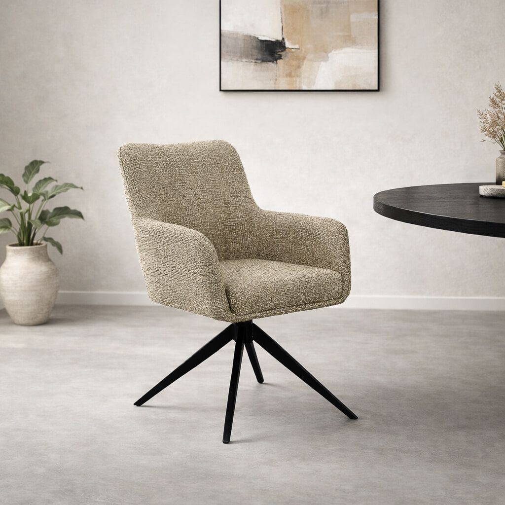 Livingfurn Tara draaibare eetkamerstoel – stijlvol comfort in beige