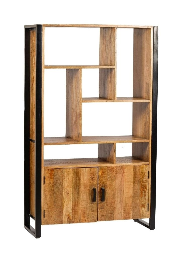 Livingfurn Wandkast Nairobi – Strakke Mangohout en Staal (180 × 110 cm)
