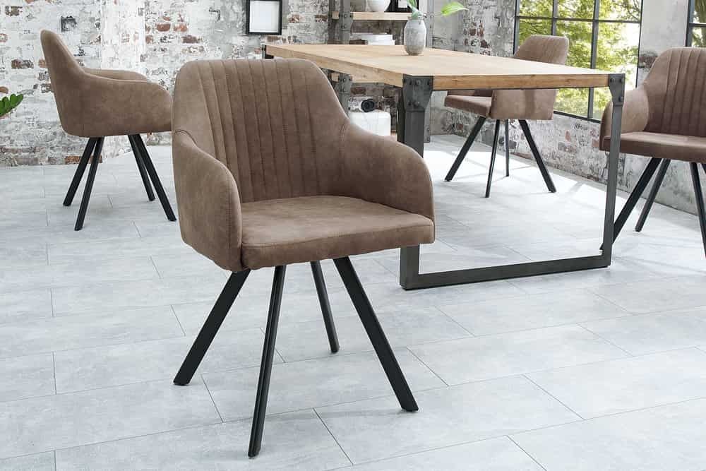 LUCCA retro design eetkamerstoel – antiek taupe, industriële elegantie