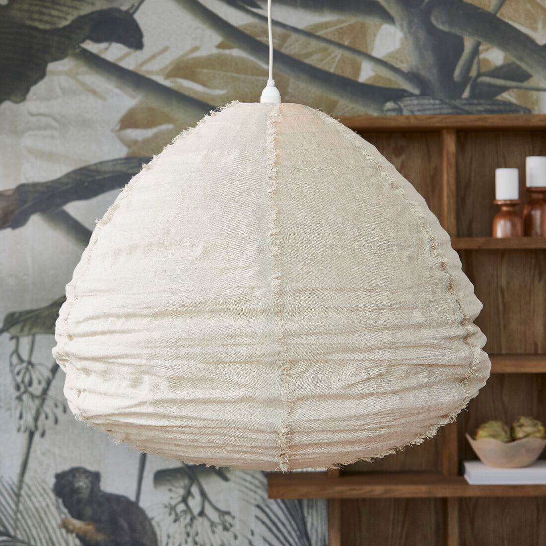 Lucera Hanglamp van Rivièra Maison – Luxe Linnen in Beige, 80 cm